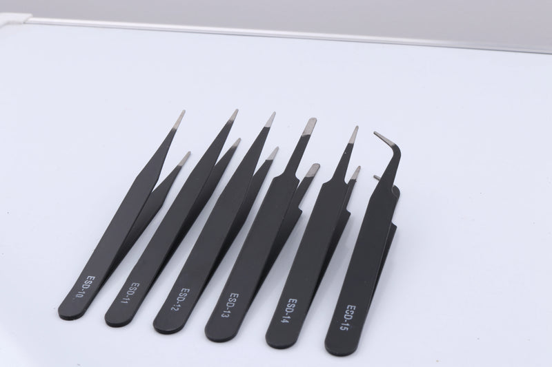 Load image into Gallery viewer, 6PCS tweezers Watch repair hardware tools alloy tweezers set anti-static precision Prevent conductivity Black tweezers 5 size
