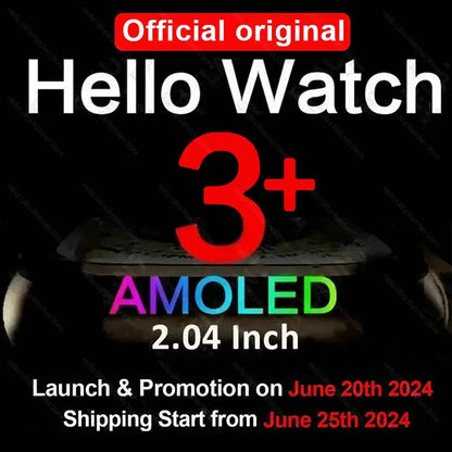 2024 New Genuine Hello Watch 3 Plus Smartwatch 49mm AMOLED 4G ROM NFC Compass Clock Bluetooth Call Sports Smart Watch Men Women