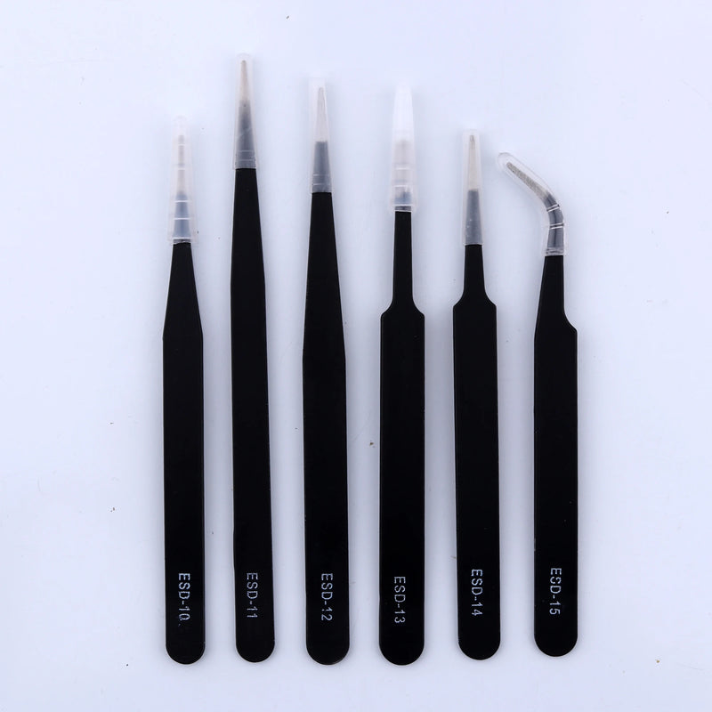 Load image into Gallery viewer, 6PCS tweezers Watch repair hardware tools alloy tweezers set anti-static precision Prevent conductivity Black tweezers 5 size
