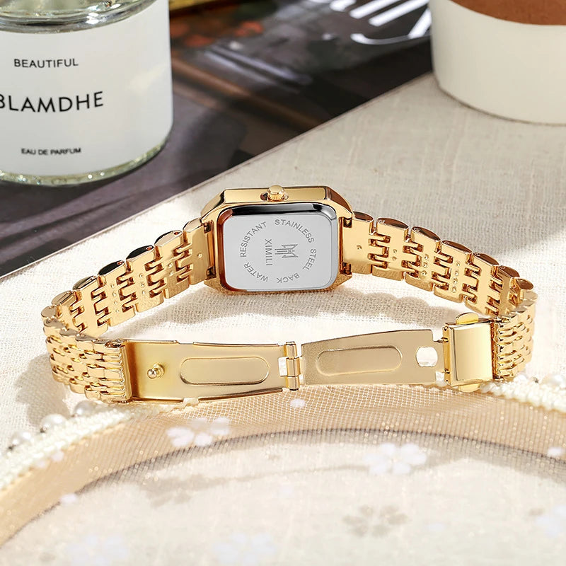 2024 Hot Brand Stainless Steel Strap Watch Women Luxury Gift Quartz Wristwatch Student Fashion Simple Square Quartz Watches