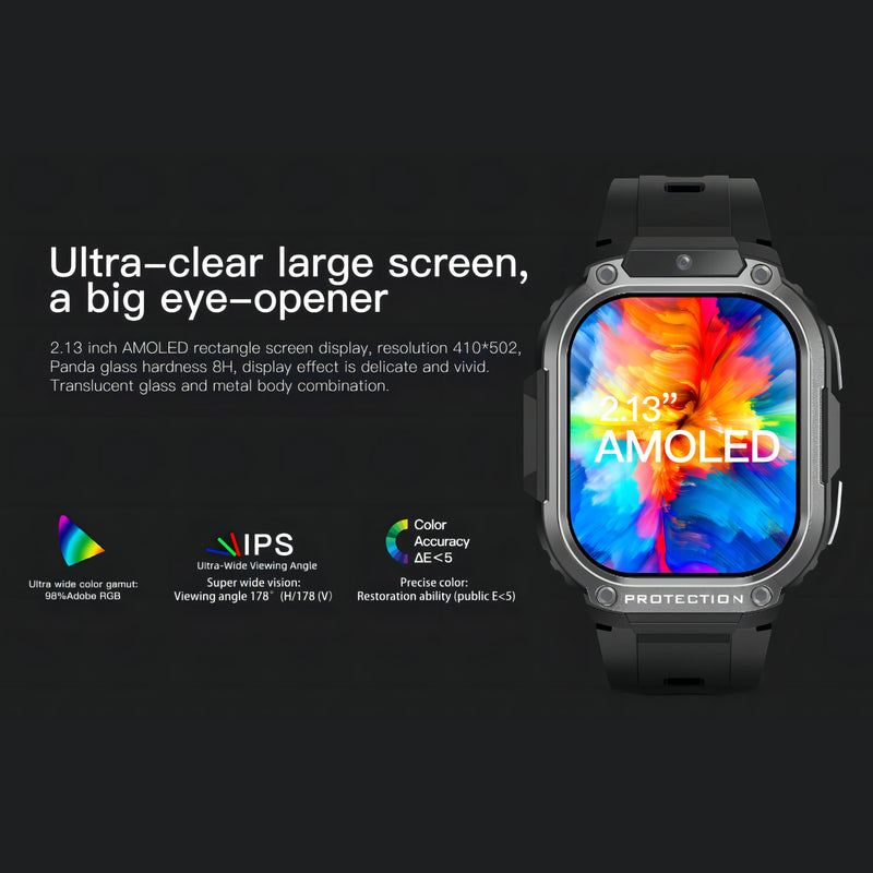 Load image into Gallery viewer, Rainbuvvy DM63 AMOLED 4G LTE Smart Watch 2.13&quot; HD Screen 2GB RAM 16G ROM With SIM Wifi Camera Android8.1 Sports Watch
