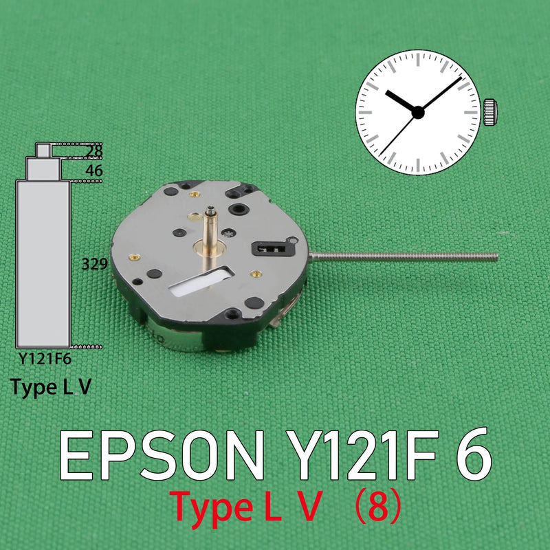 Load image into Gallery viewer, Y121 movement EPSON Y121F6 Watch Quartz Movement Longer pipe Y121-8 S.EPSON CORP NO JEWELS The number written afterwards is 8
