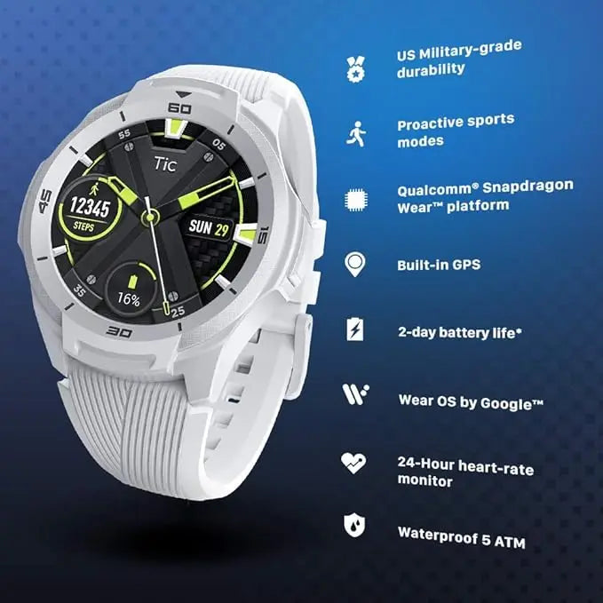 Load image into Gallery viewer, TicSmartwatch S2 Wear OS by Google Smartwatch Built-in GPS 24-Hour Heart Rate Monitor forMen 5ATM IP68 Waterproof forIOS&amp;Android
