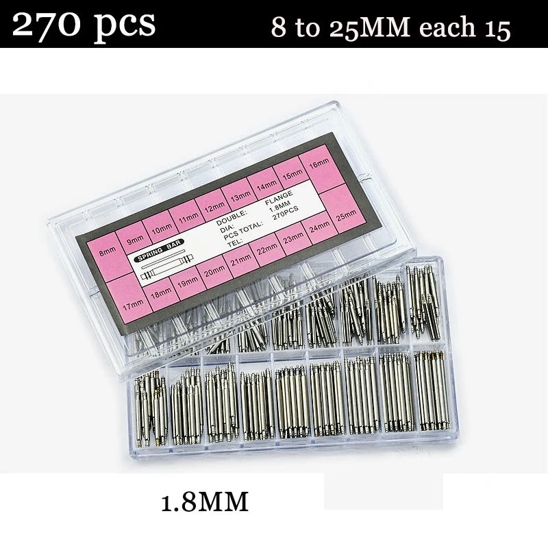 144/270/360Pcs Stainless Steel Watch Band Strap Spring Bar Link Pins Remover Watch Accessories Repair Tool Strap Opener