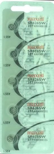 Maxell Watch Cell Batteries SR626SW/377 SILVER-OXIDE New Sealed (Pack of 5Pcs.)