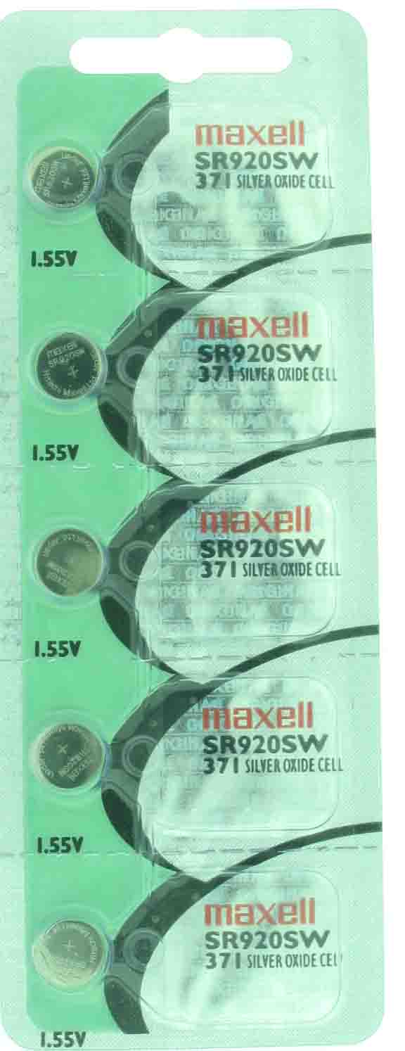 Maxell Watch Batteries SR920SW/371 Silver Oxide New Sealed (Pack of 5Pcs.)