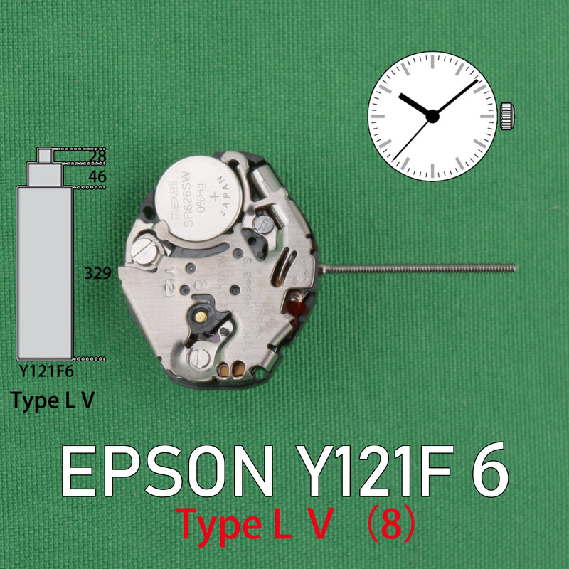 Load image into Gallery viewer, Y121 movement EPSON Y121F6 Watch Quartz Movement Longer pipe Y121-8 S.EPSON CORP NO JEWELS The number written afterwards is 8
