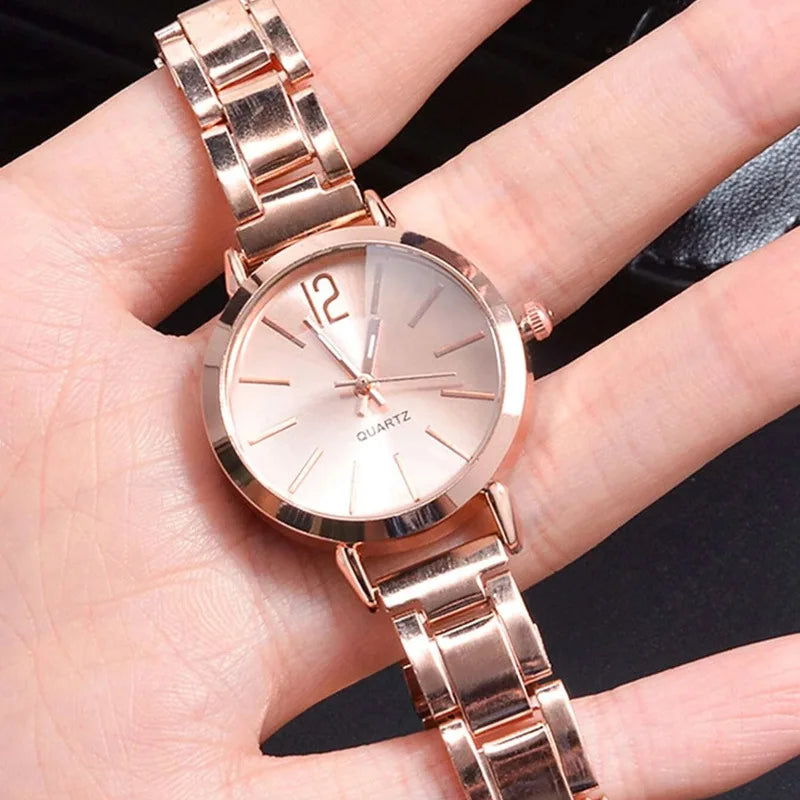 Load image into Gallery viewer, Luxury Watch for Women Simple Round Dial Stainless Fashion Gold Bracelet Quartz Wristwatch Students Ladies Watches
