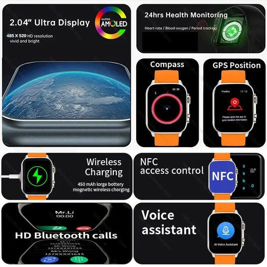 2024 New Genuine Hello Watch 3 Plus Smartwatch 49mm AMOLED 4G ROM NFC Compass Clock Bluetooth Call Sports Smart Watch Men Women