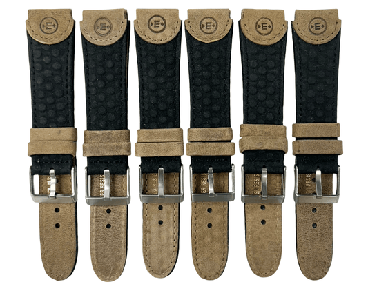 18 MM Black Genuine Leather Watch Band with stitches and bumps (Lot of 6 bands) - Universal Jewelers & Watch Tools Inc.