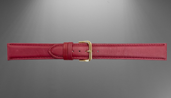 Load image into Gallery viewer, 16MM XL Plain Padded Red Genuine Leather Watch Band, stitches
