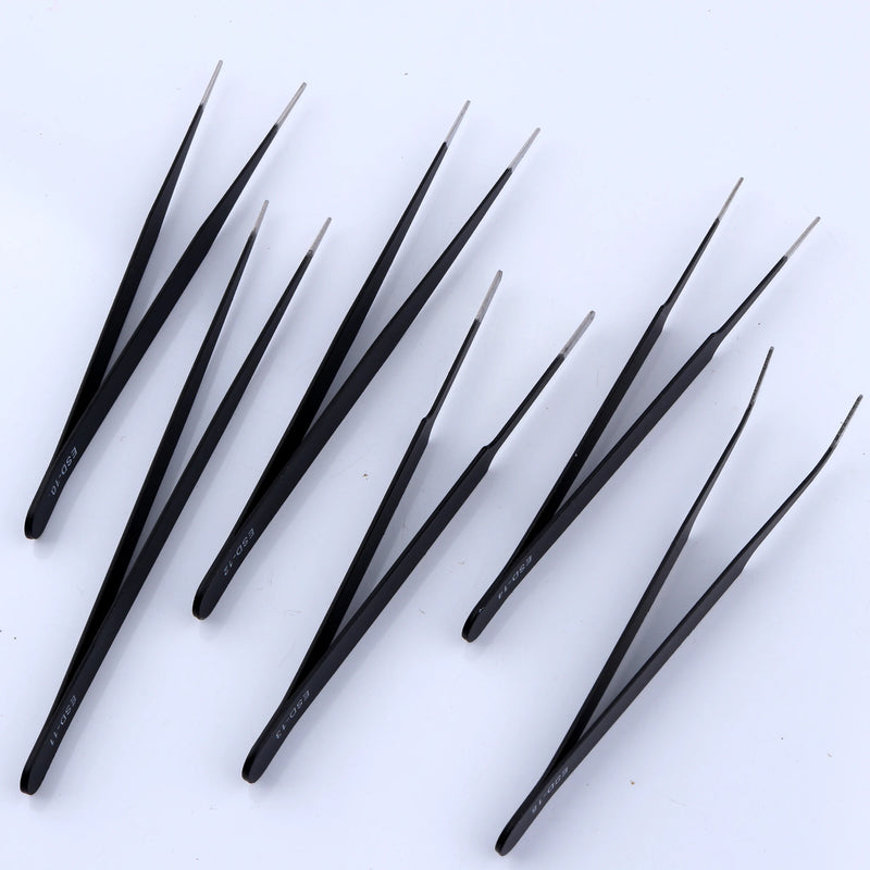 Load image into Gallery viewer, 6PCS tweezers Watch repair hardware tools alloy tweezers set anti-static precision Prevent conductivity Black tweezers 5 size
