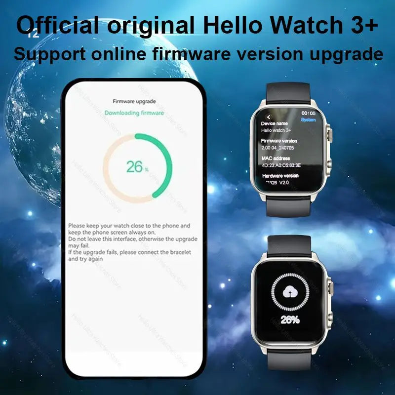 2024 New Genuine Hello Watch 3 Plus Smartwatch 49mm AMOLED 4G ROM NFC Compass Clock Bluetooth Call Sports Smart Watch Men Women