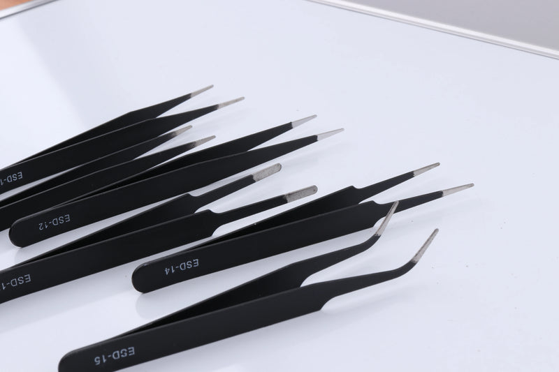 Load image into Gallery viewer, 6PCS tweezers Watch repair hardware tools alloy tweezers set anti-static precision Prevent conductivity Black tweezers 5 size
