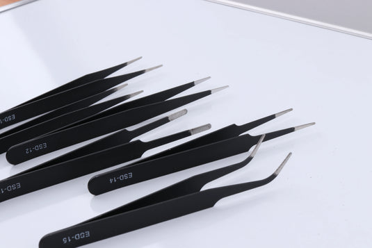 6PCS tweezers Watch repair hardware tools alloy tweezers set anti-static precision Prevent conductivity Black tweezers 5 size