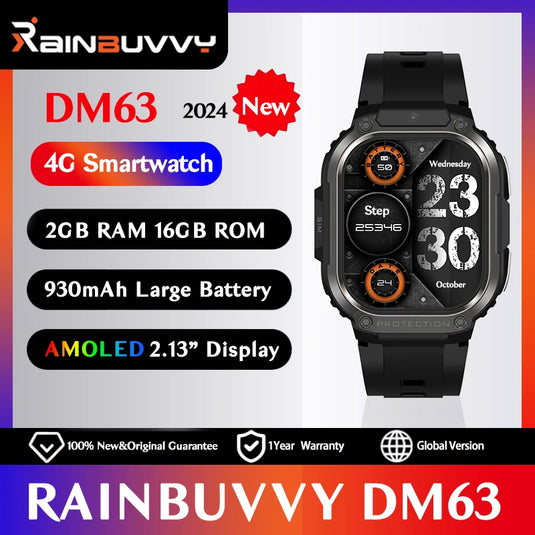 Rainbuvvy DM63 AMOLED 4G LTE Smart Watch 2.13