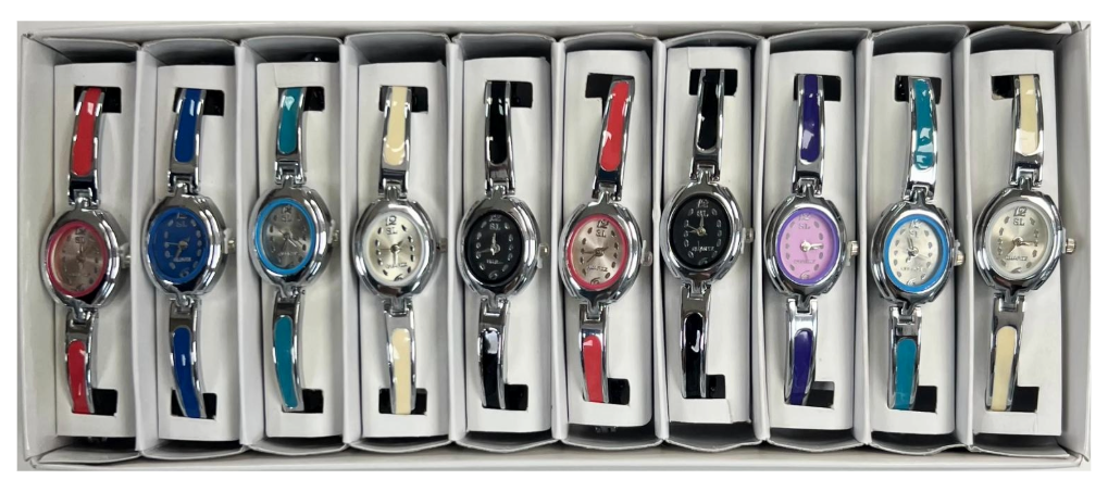 10pcs Set Women's Fashion Steel Band A011 Quartz Multi-Color Watch Bracelet