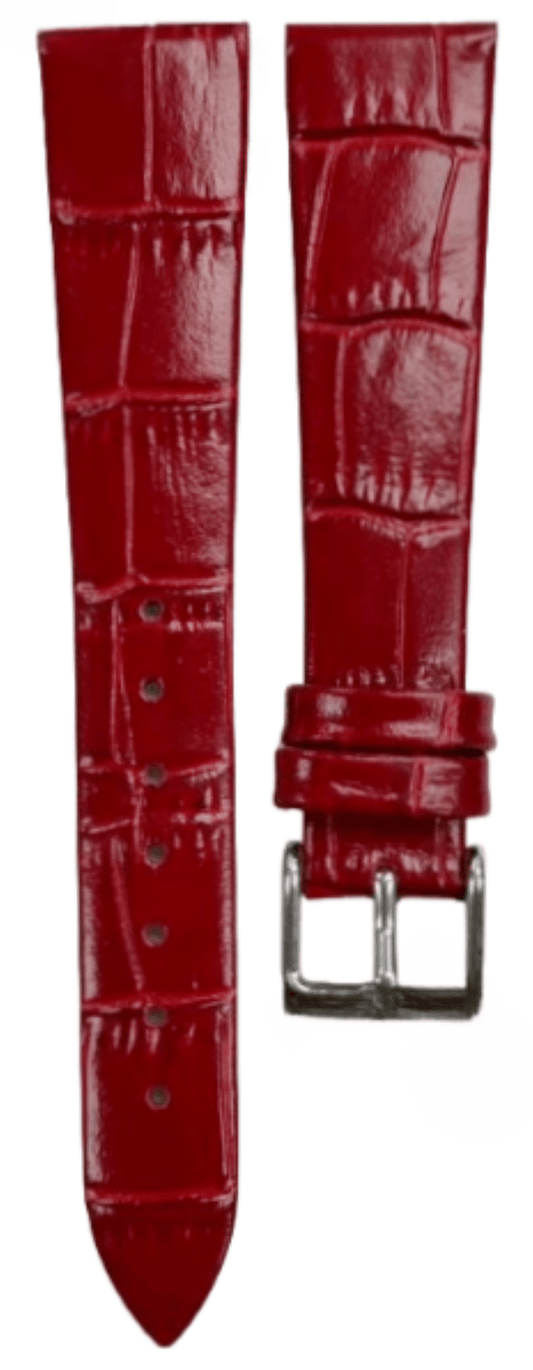 1PC RED Leather Flat Unstitched Alligator Grain Watch Band Size 18MM - Universal Jewelers & Watch Tools Inc.