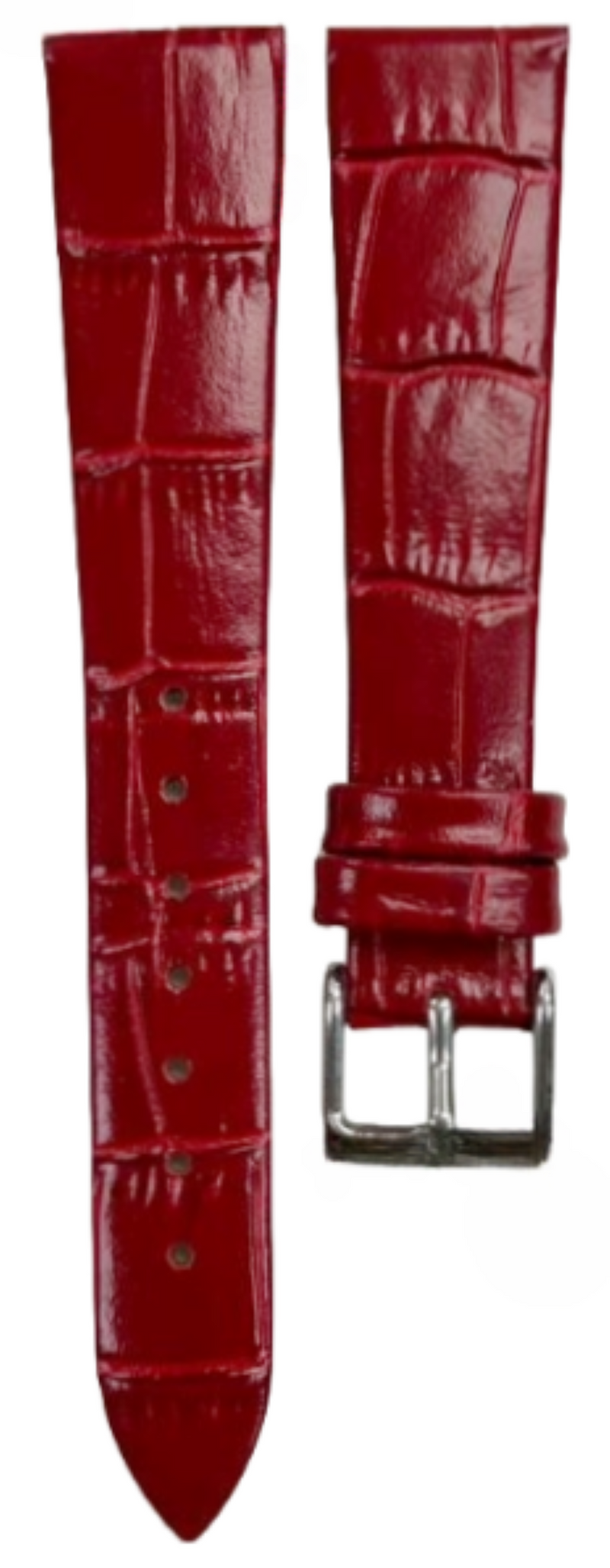 Load image into Gallery viewer, 1PC RED Leather Flat Unstitched Alligator Grain Watch Band Size 18MM
