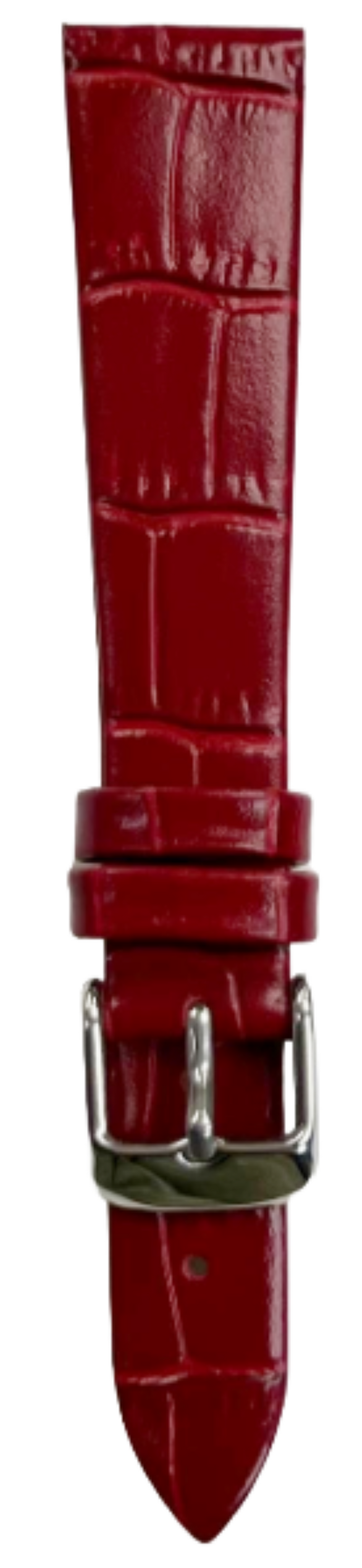 Load image into Gallery viewer, 1PC RED Leather Flat Unstitched Alligator Grain Watch Band Size 18MM
