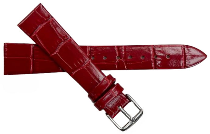 1PC RED Leather Flat Unstitched Alligator Grain Watch Band Size 18MM