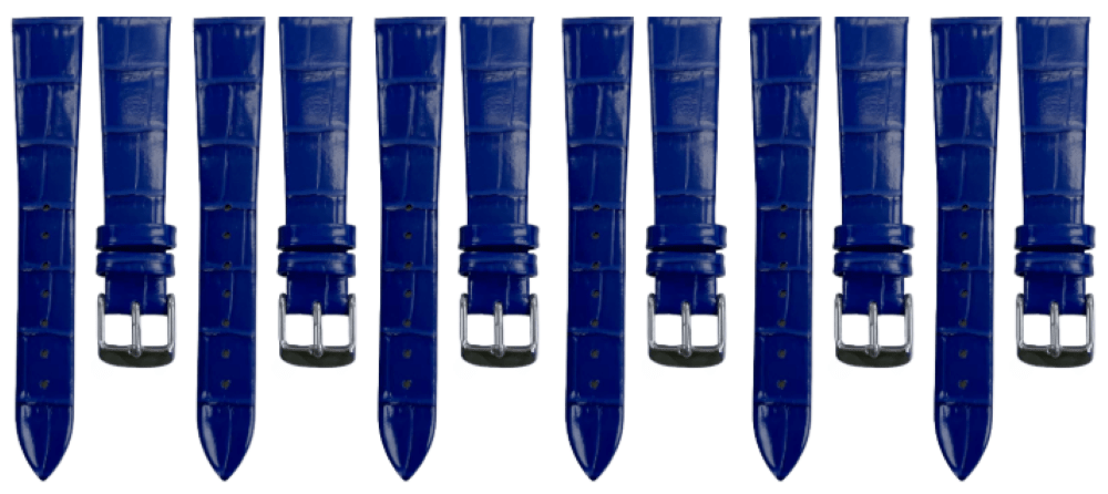 Lot of 6PCS Multi - Color Leather (18✖16)mm Unstitched Alligator Grain Watch Band - Universal Jewelers & Watch Tools Inc.