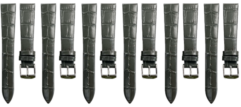 Load image into Gallery viewer, Lot of 6PCS  Iron Gray Leather Flat Unstitched Alligator Grain Watch Band Size 18MM
