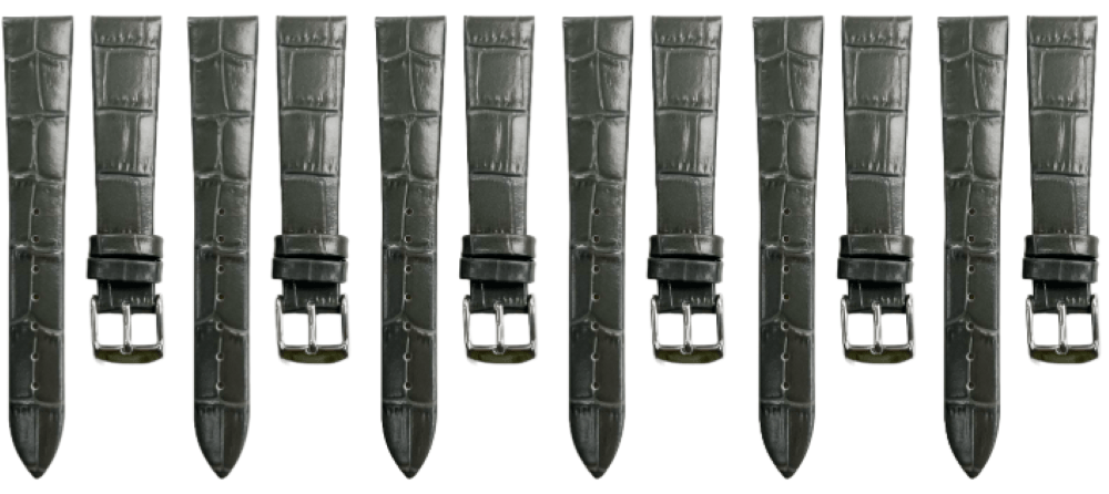 Lot of 6PCS Multi - Color Leather (18✖16)mm Unstitched Alligator Grain Watch Band - Universal Jewelers & Watch Tools Inc.