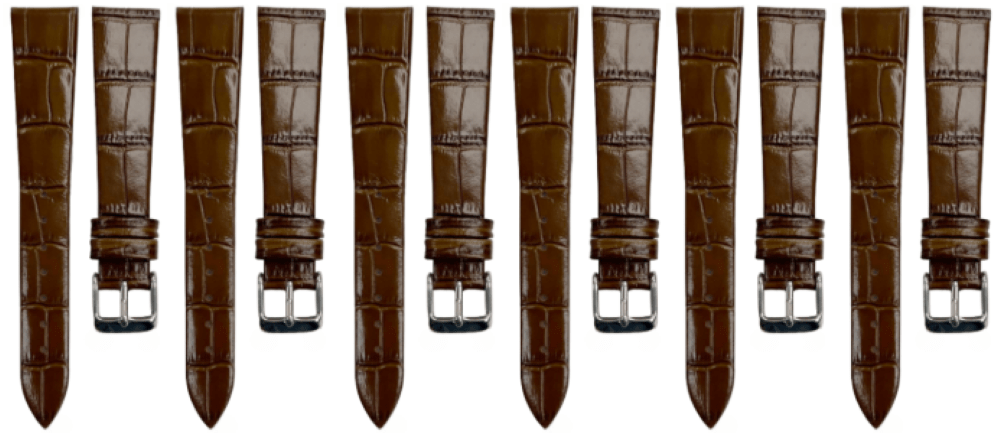 Lot of 6PCS Multi - Color Leather Size (20✖14)mm Flat Unstitched Alligator Grain Watch Band - Universal Jewelers & Watch Tools Inc.