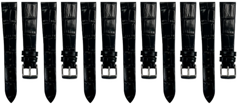 Load image into Gallery viewer, Lot of 6PCS Black Leather Flat Unstitched Alligator Grain Watch Band Size 18MM
