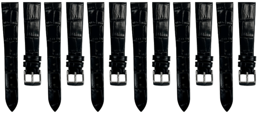 Lot of 6PCS Multi - Color Leather (18✖16)mm Unstitched Alligator Grain Watch Band - Universal Jewelers & Watch Tools Inc.