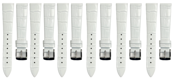 Load image into Gallery viewer, Lot of 6PCS White Leather Flat Unstitched Alligator Grain Watch Band Size 18MM
