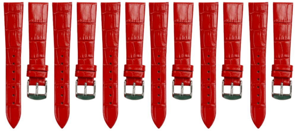 Lot of 6PCS Multi - Color Leather (18✖16)mm Unstitched Alligator Grain Watch Band - Universal Jewelers & Watch Tools Inc.