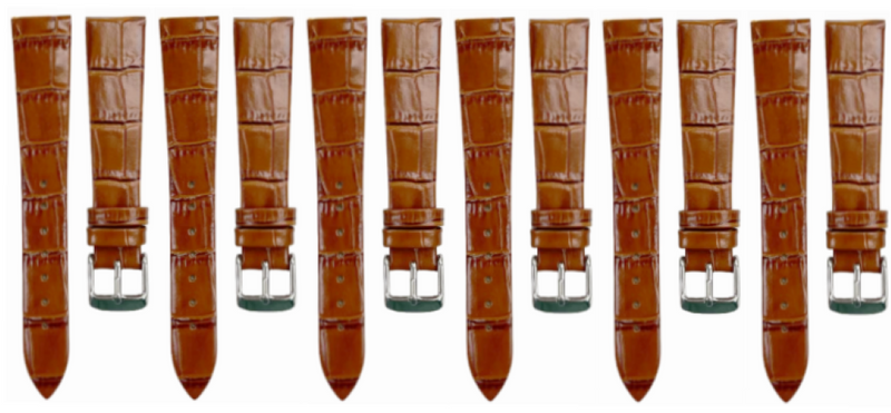 Load image into Gallery viewer, Lot of 6PCS Tawny Brown Leather Flat Unstitched Alligator Grain Watch Band Size 18MM
