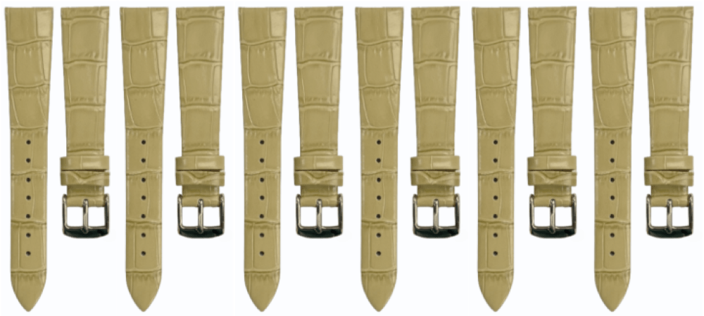 Lot of 6PCS Multi - Color Leather (18✖16)mm Unstitched Alligator Grain Watch Band - Universal Jewelers & Watch Tools Inc.
