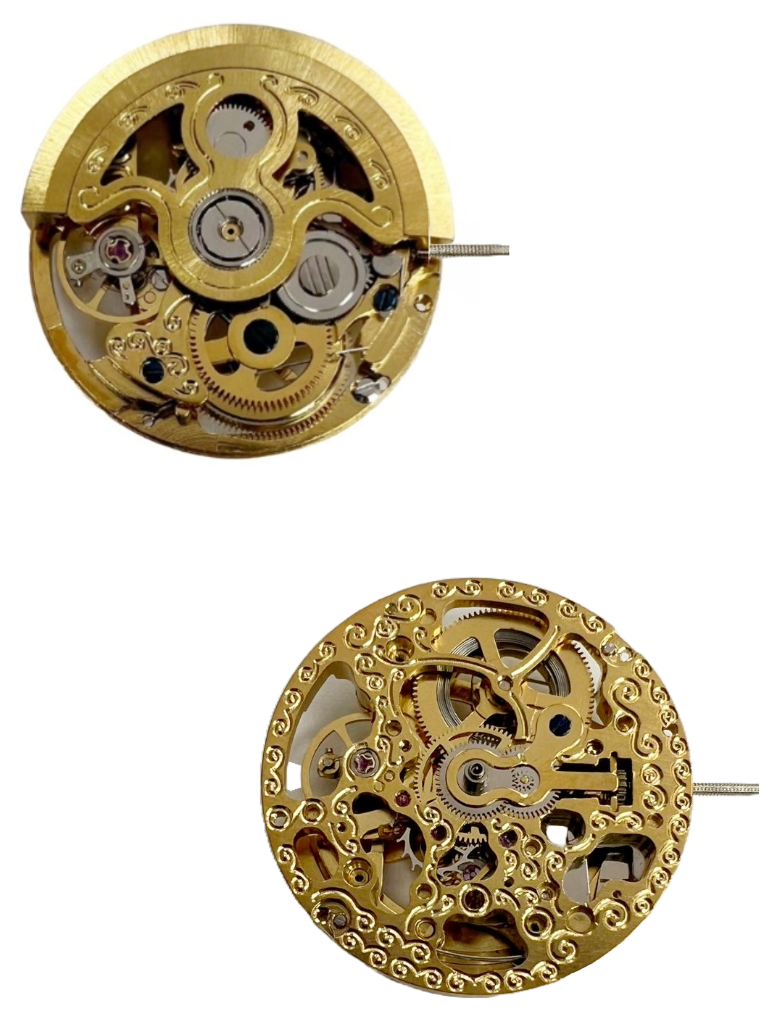 Load image into Gallery viewer, Automatic Skeleton Mechanical Watch Movement 2189 Gold, 3Hands Overall Height 6.6mm
