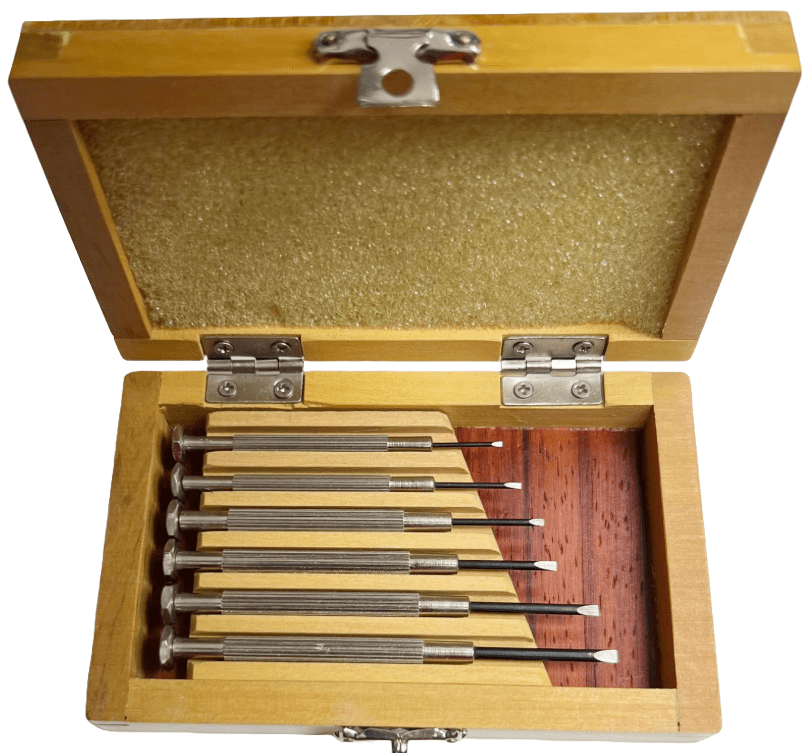 Anchor SCREW DRIVER Fix Blade Set of 6PCS In Wooden Box - Universal Jewelers & Watch Tools Inc.