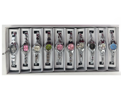 10pcs Set Women's Fashion Steel Band A14 Quartz Multi-Design Watch Bracelet