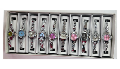 10pcs Set Women's Fashion Steel Band A13 Quartz Multi-Design Watch Bracelet