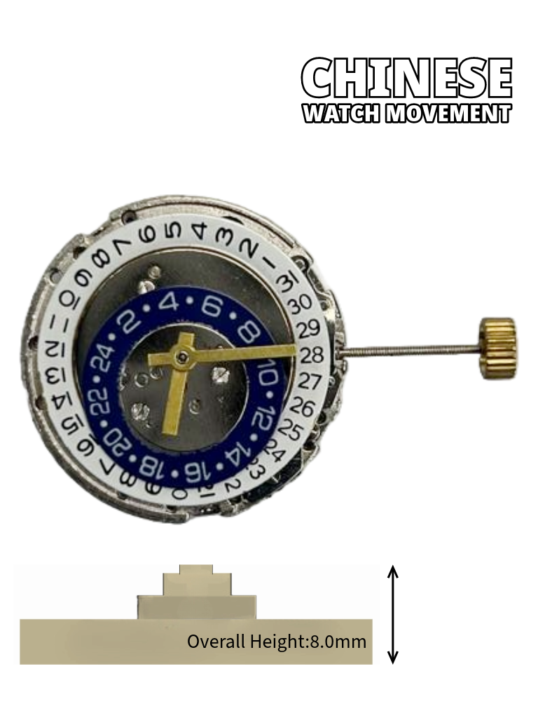 Load image into Gallery viewer, Automatic Chinese Watch Movement 8209-BLUE 3Hands Date at 3.00 Overall Height 8.0mm
