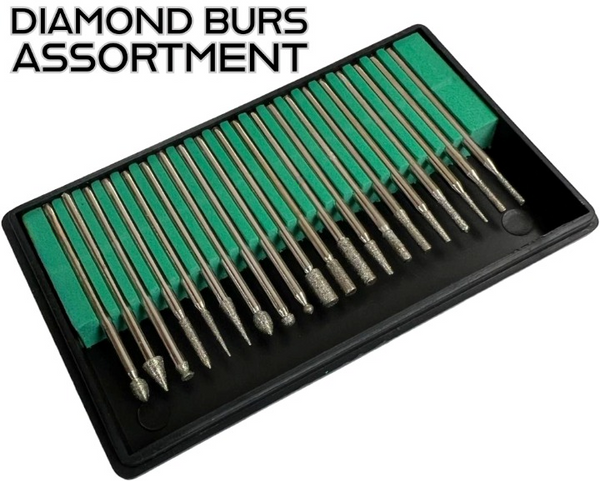 Diamond Burs Assortment of 20PCS Engraving Rotary Tool Drill Bit Kit