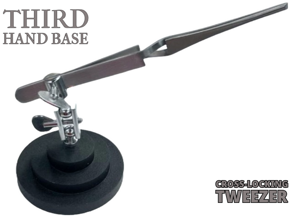 Third Hand Base w/Cross-Locking Tweezer And Round Base Jewelry Making Soldering