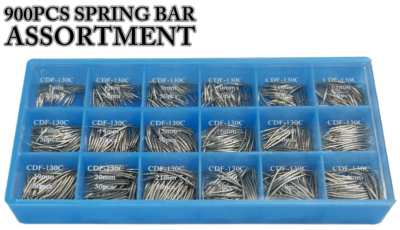 Load image into Gallery viewer, 900PCS Spring Bar Assortment Extra Thin Double Flanged Curved Extra Thin
