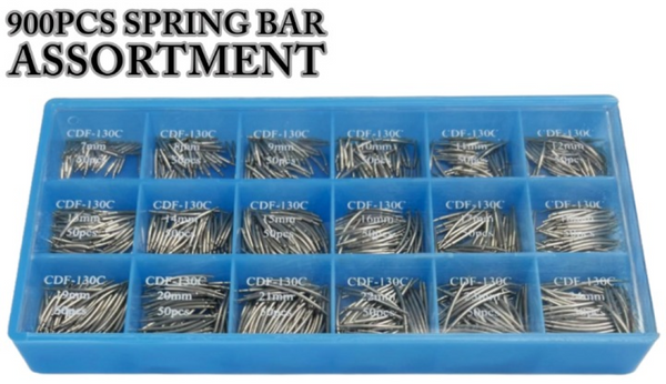 900PCS Spring Bar Assortment Extra Thin Double Flanged Curved Extra Thin