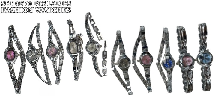 Load image into Gallery viewer, 10pcs Set Women&#39;s Fashion Steel Band A04 Quartz Multi-Design Watch Bracelet
