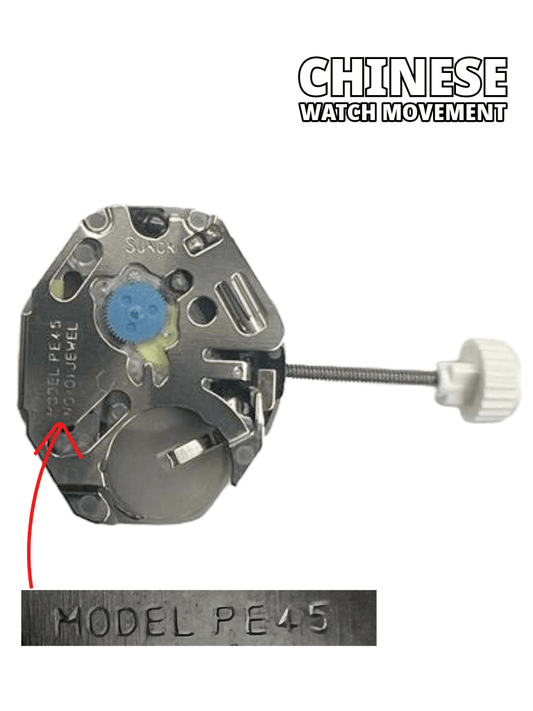 Sunon Chinese Watch Movement PE45 2H Date at 6:00 Small Sec 6 Height: 4.8mm - Universal Jewelers & Watch Tools Inc.
