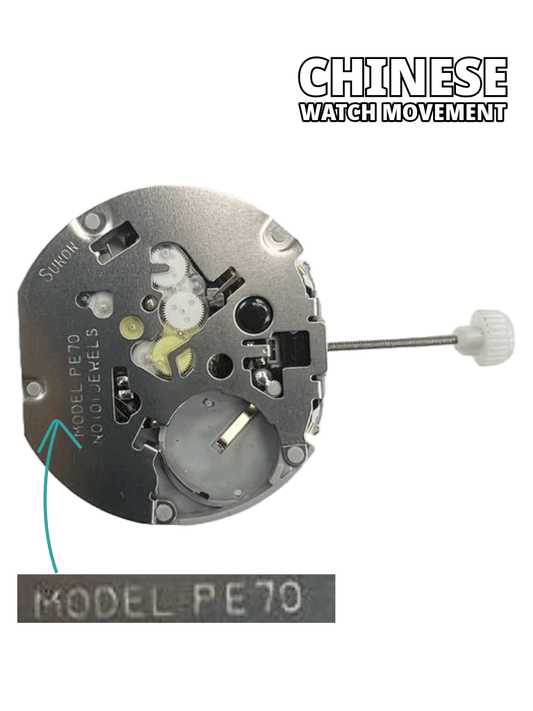 Sunon Multi Function Chinese Watch Movement PE - 702 3H & 3Eye Date at 4:30 Height: 6.8mm - Universal Jewelers & Watch Tools Inc.