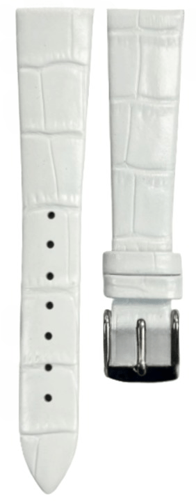 1PC White Leather Flat Unstitched Alligator Grain Watch Band Size 18MM - Universal Jewelers & Watch Tools Inc.