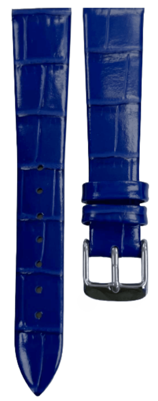 1PC BLUE Leather Flat Unstitched Alligator Grain Watch Band Size 18MM - Universal Jewelers & Watch Tools Inc.
