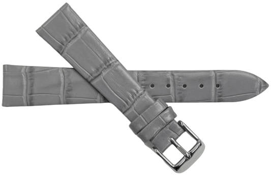 1PC Dark Gray Leather Flat Unstitched Alligator Grain Watch Band Size 18MM - Universal Jewelers & Watch Tools Inc.